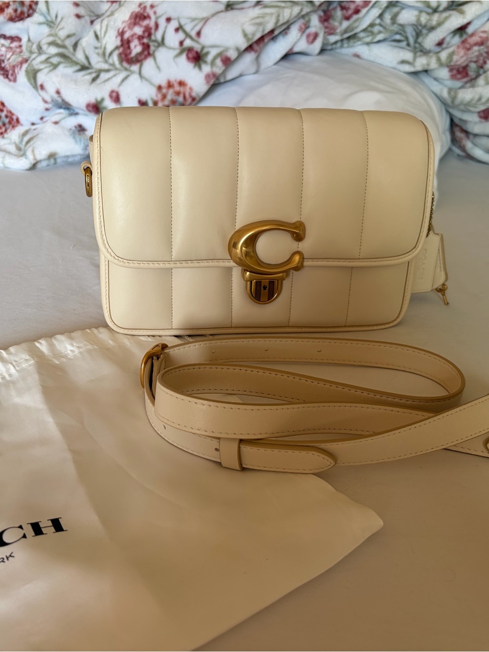 Coach Quilted Studio Shoulder Bag (Chalk)